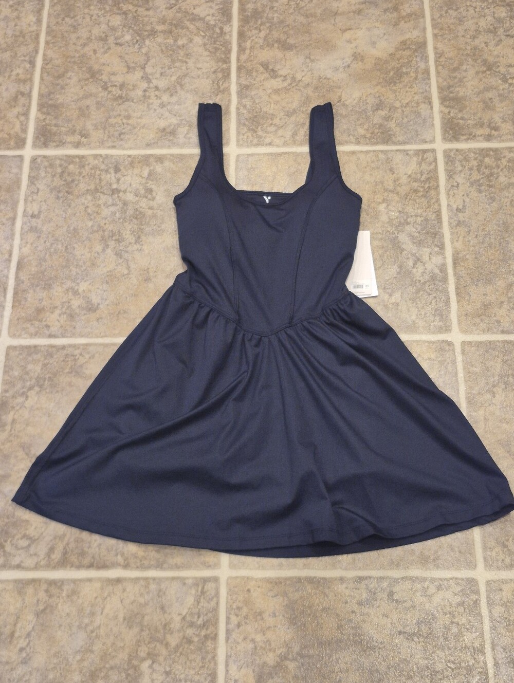 NWT Yogalicious Fit-and-Flare Tank Dress Siz3 XS, Dark Dark Navy